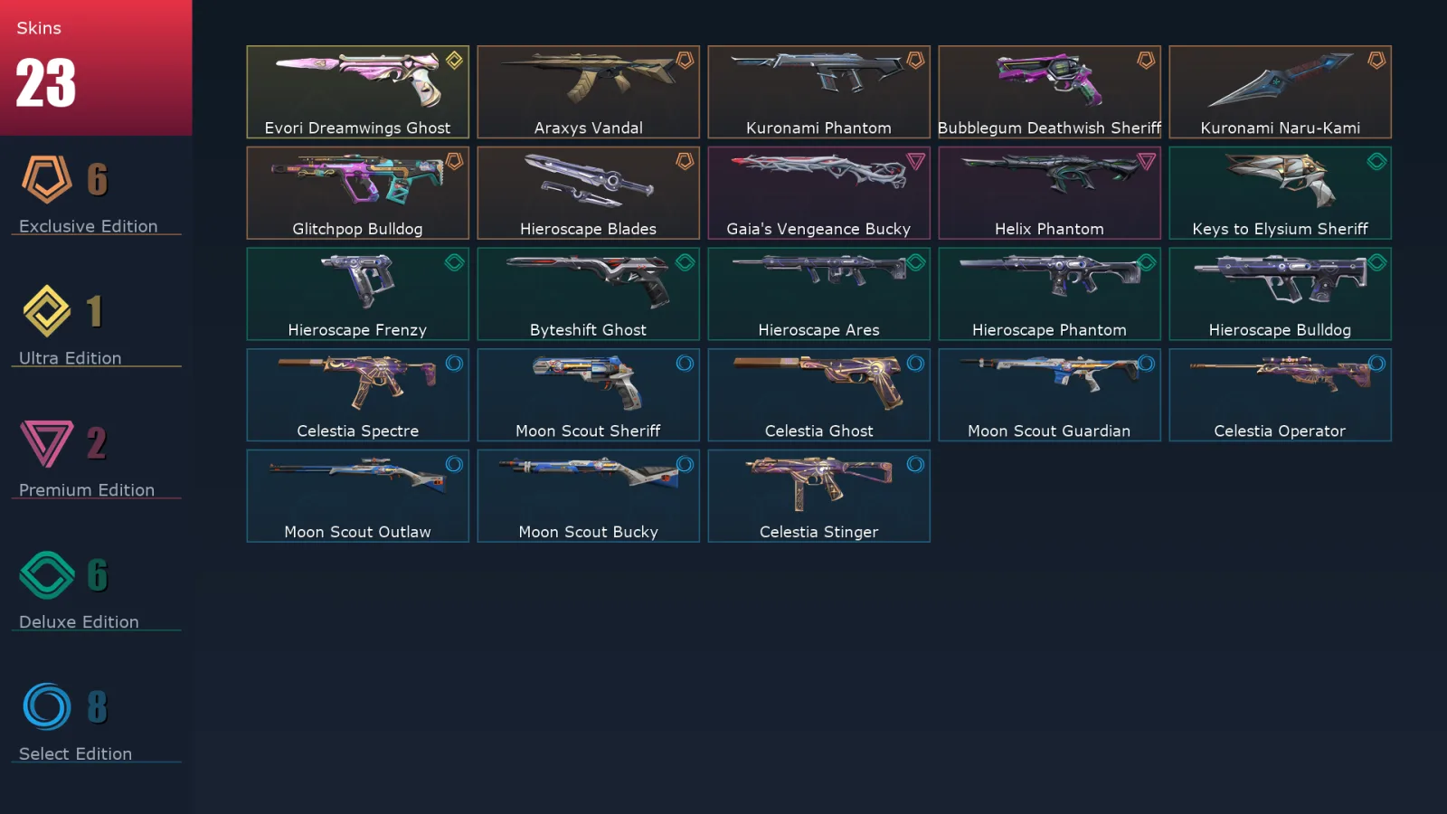 [Valorant] | EU | Level 116 | Silver 3 | 29 Agents | 23 Skins