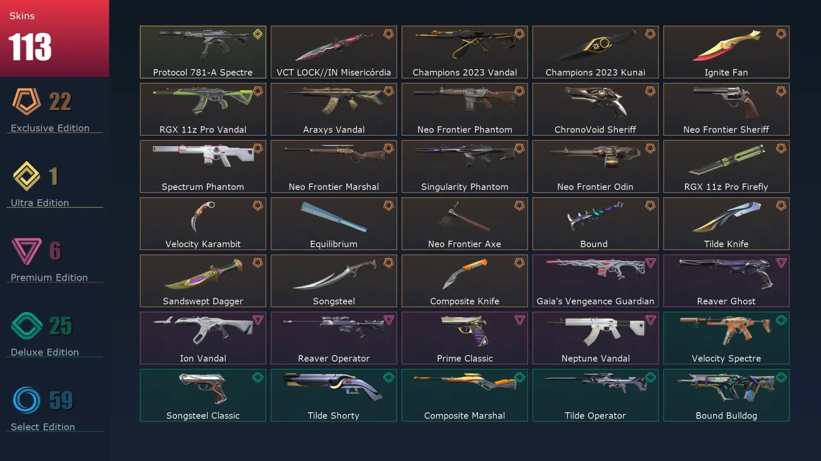 [Valorant] | EU | Level 281 | 26 Agents | 113 Skins — Valorant account