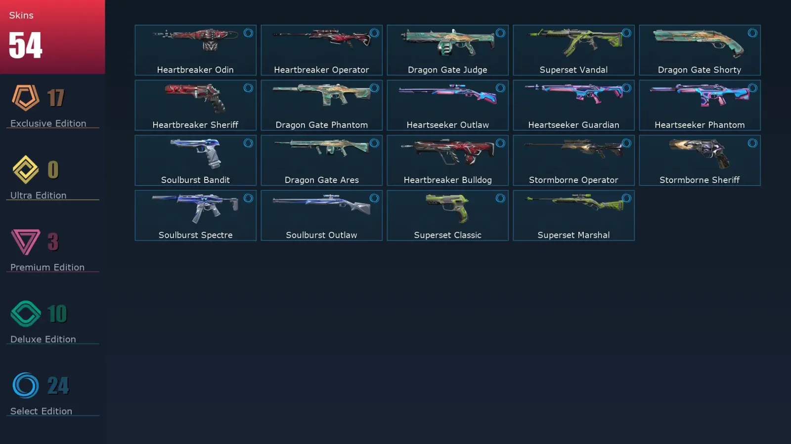 [Valorant] | EU | Level 78 | 22 Agents | 54 Skins — Paceline Guardian