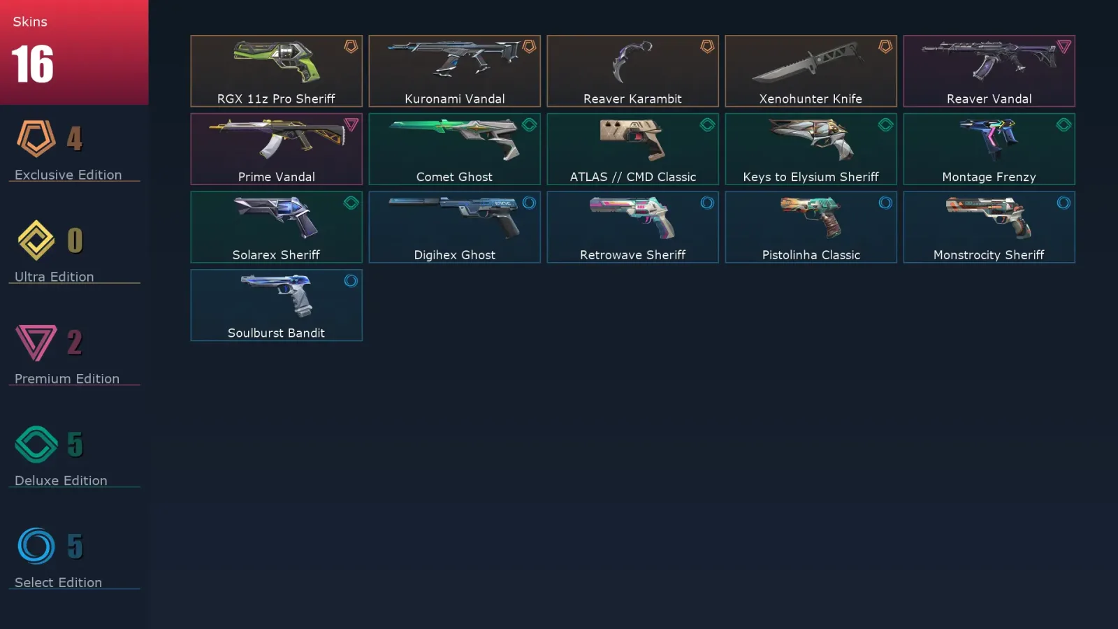 [Valorant] | EU | Level 221 | Silver 3 | 29 Agents | 16 Skins