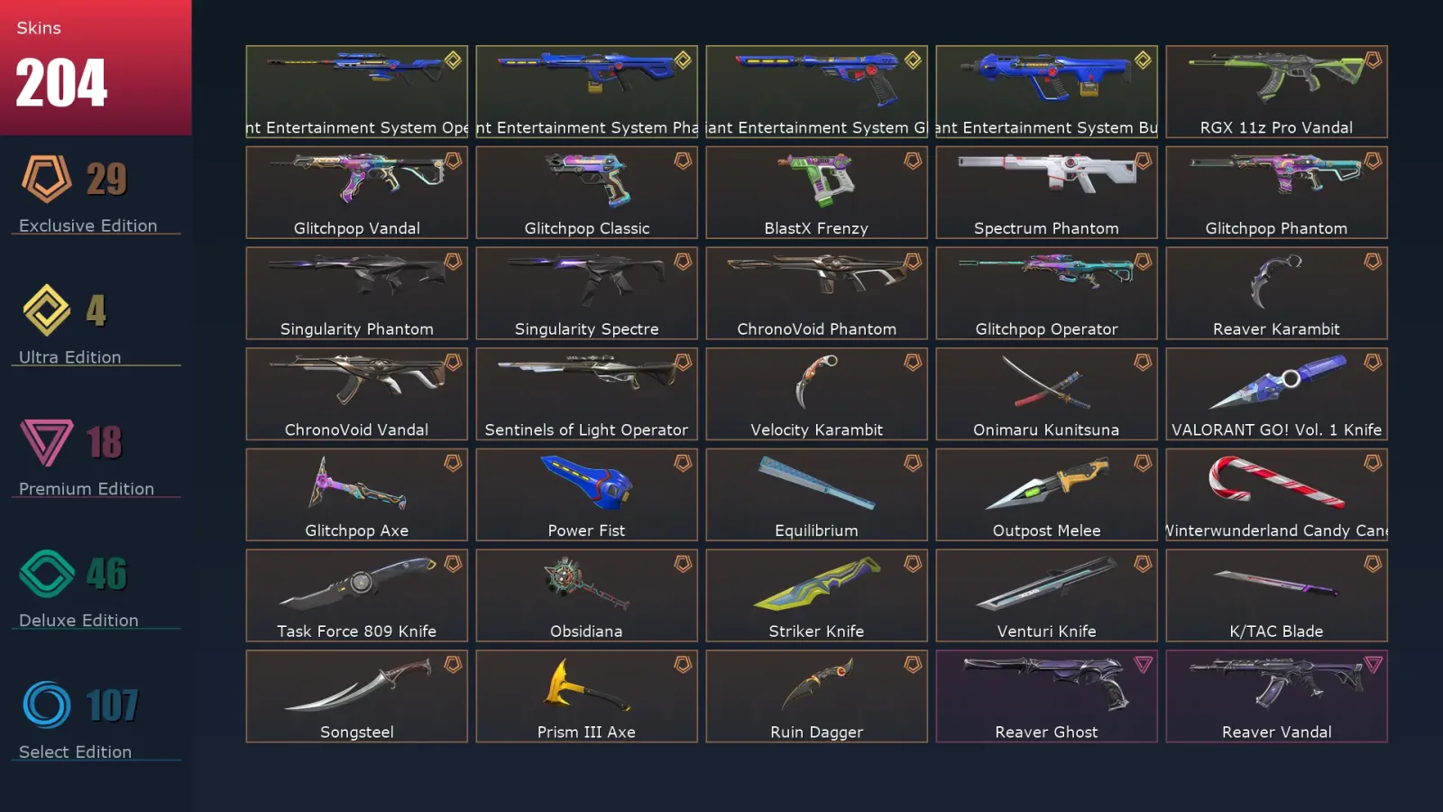 [Valorant] | EU | Level 428 | 24 Agents | 204 Skins — Valorant account