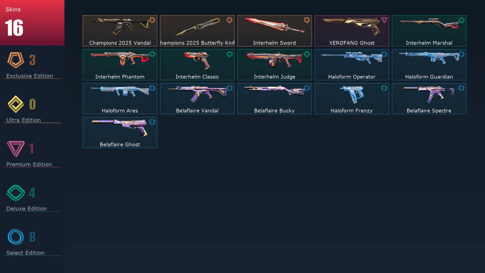 [Valorant] | EU | Level 36 | 13 Agents | 16 Skins