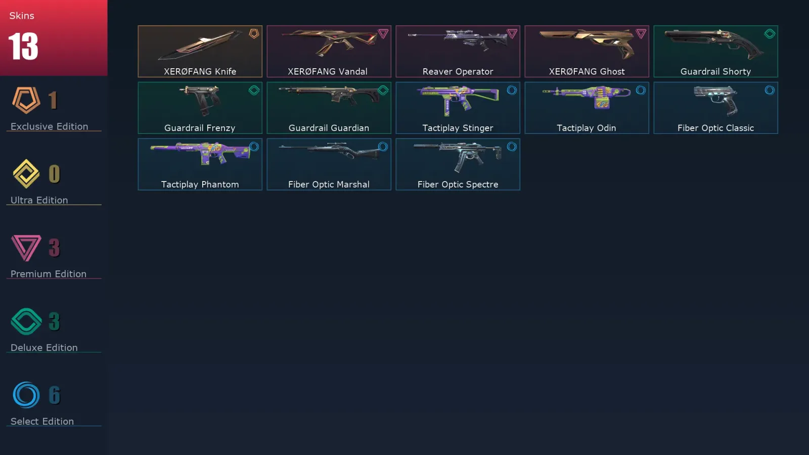 [Valorant] | EU | Level 46 | Platinum 3 | 15 Agents | 13 Skins