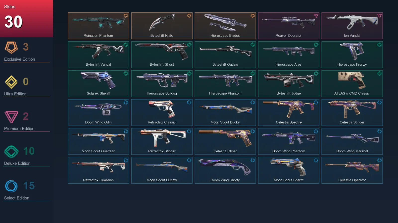 EU | Lv113 | Unranked | 30 Skin | 27 Agent | 44 Buddy — Valorant account