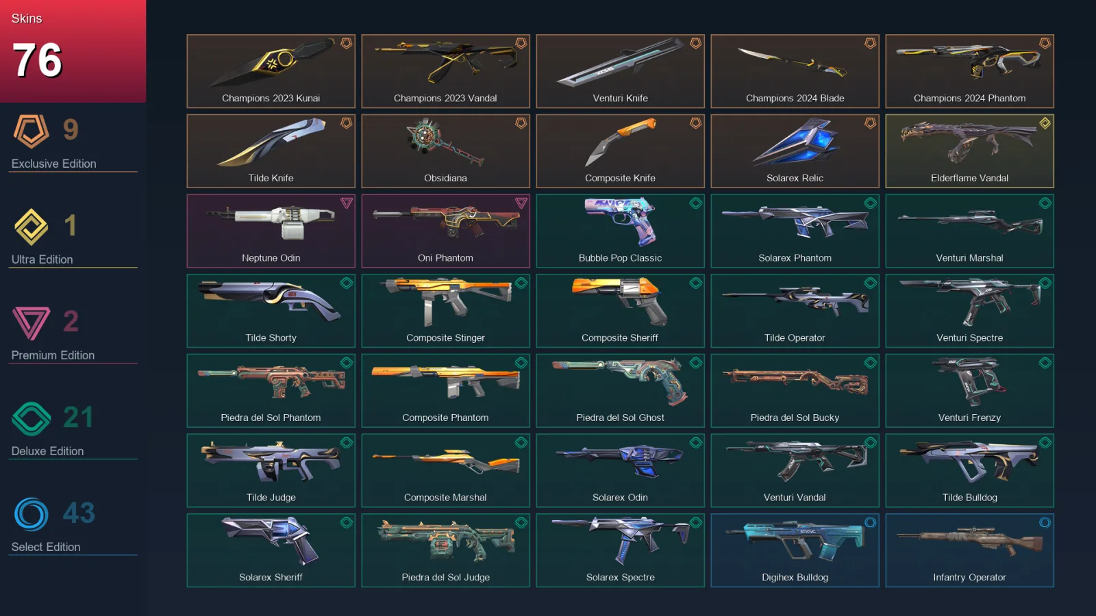 BR | Lv159 | Unranked | 76 Skin | 27 Agent | 102 Buddy