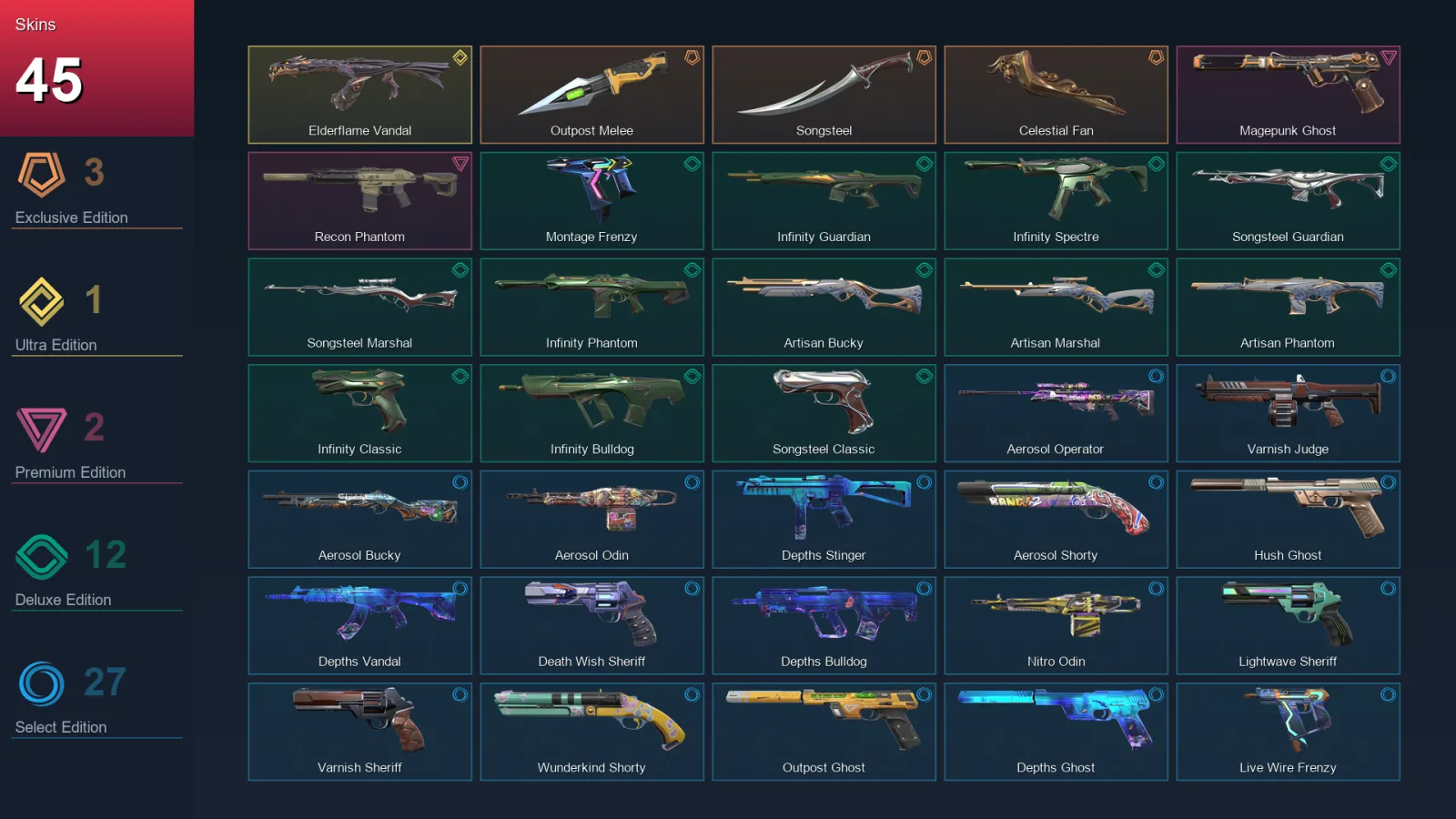 NA | Lv162 | Unranked | 45 Skin | 29 Agent | 81 Buddy