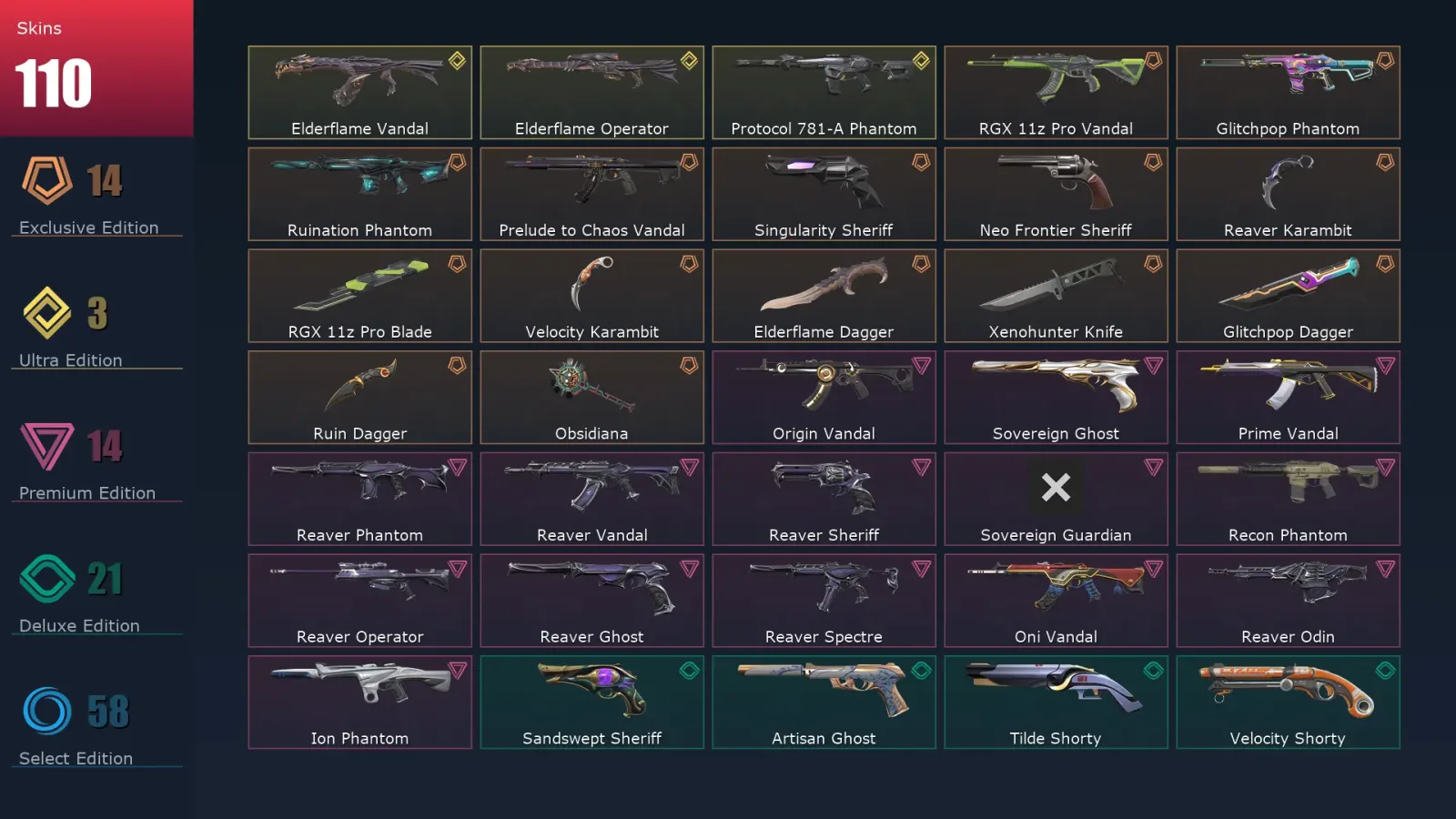 [Valorant] | EU | Level 500 | 28 Agents | 110 Skins — Valorant account