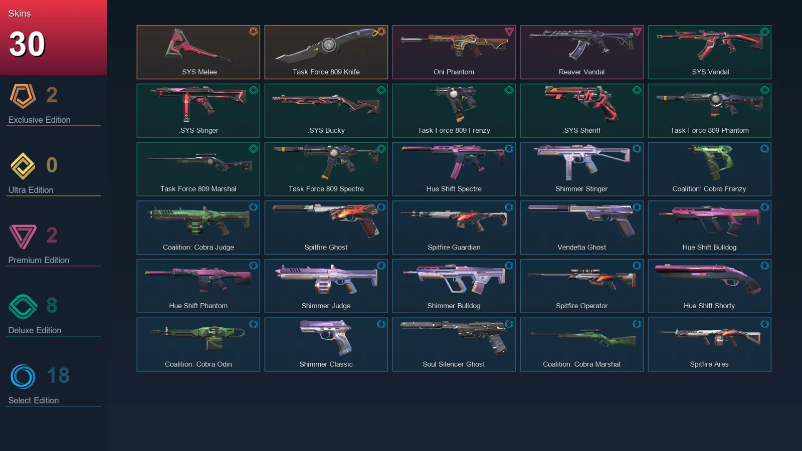 AP | Lv97 | Unranked | 30 Skin | 18 Agent | 39 Buddy