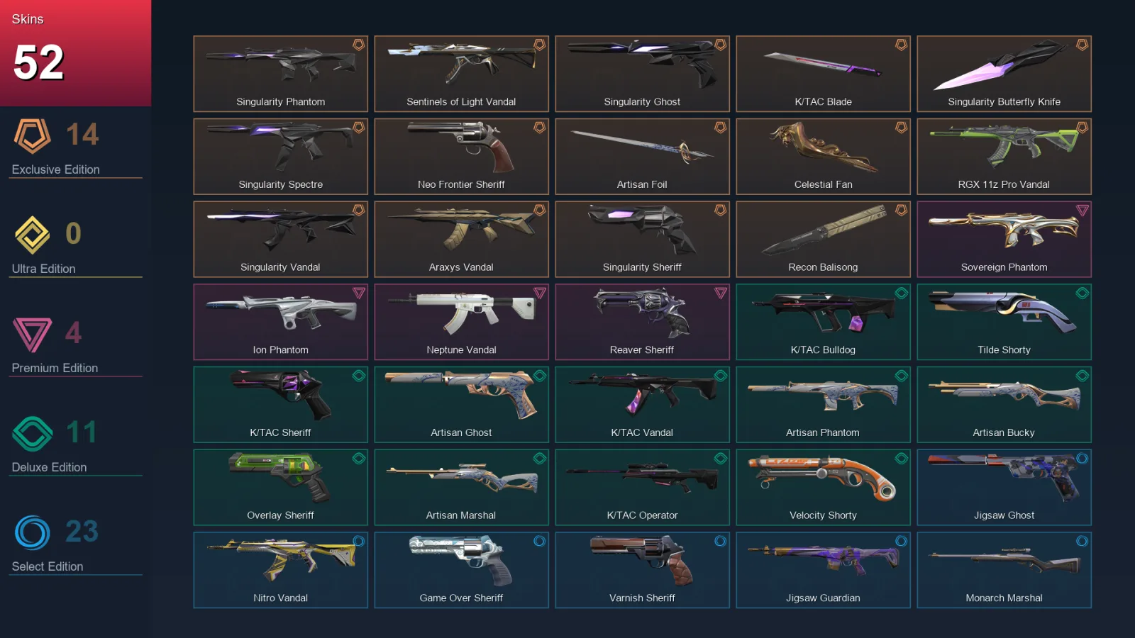 NA | Lv152 | Unranked | 52 Skin | 26 Agent | 80 Buddy