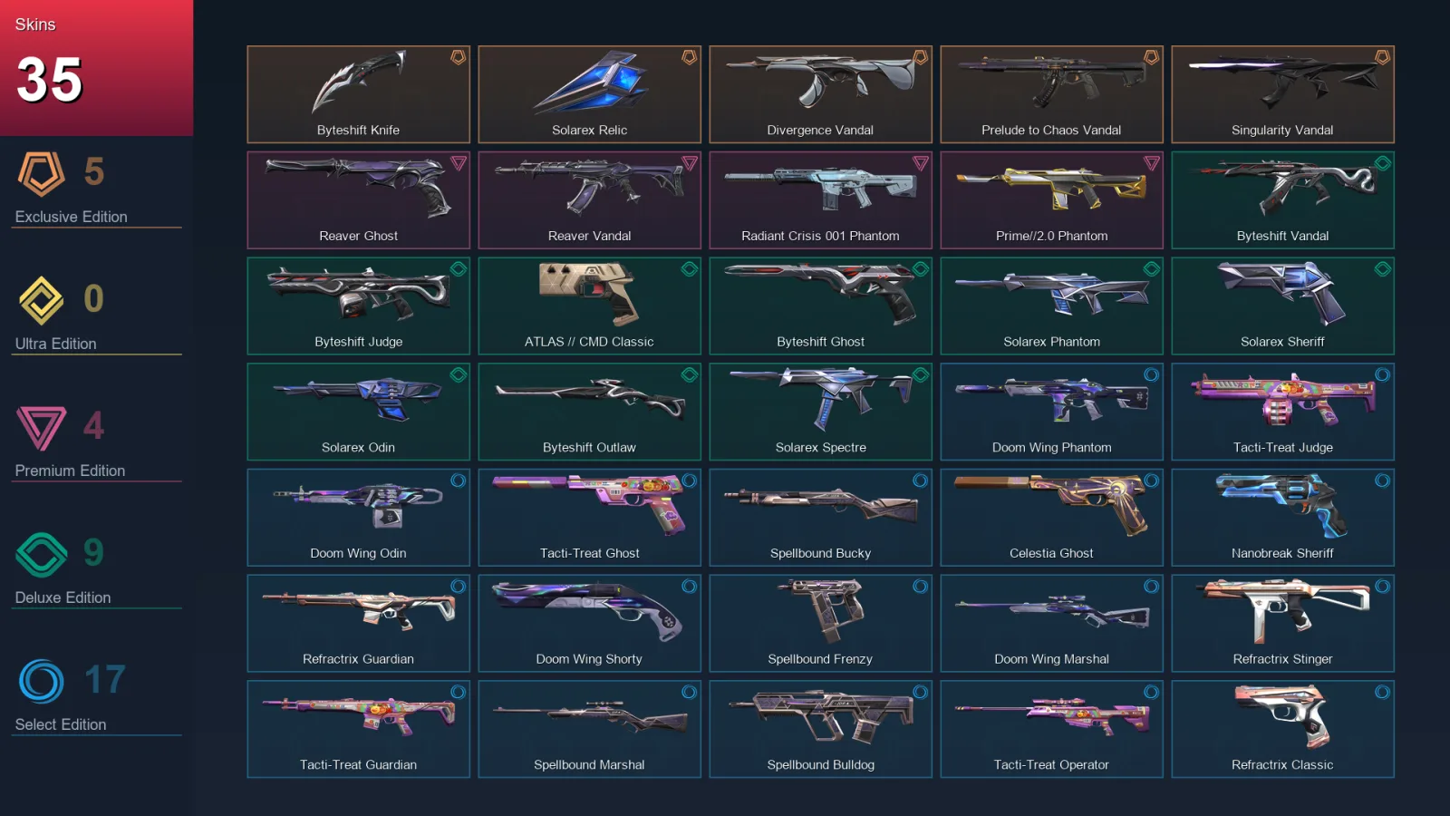 AP | Lv129 | Unranked | 35 Skin | 27 Agent | 38 Buddy — Unranked / Smurf Valorant