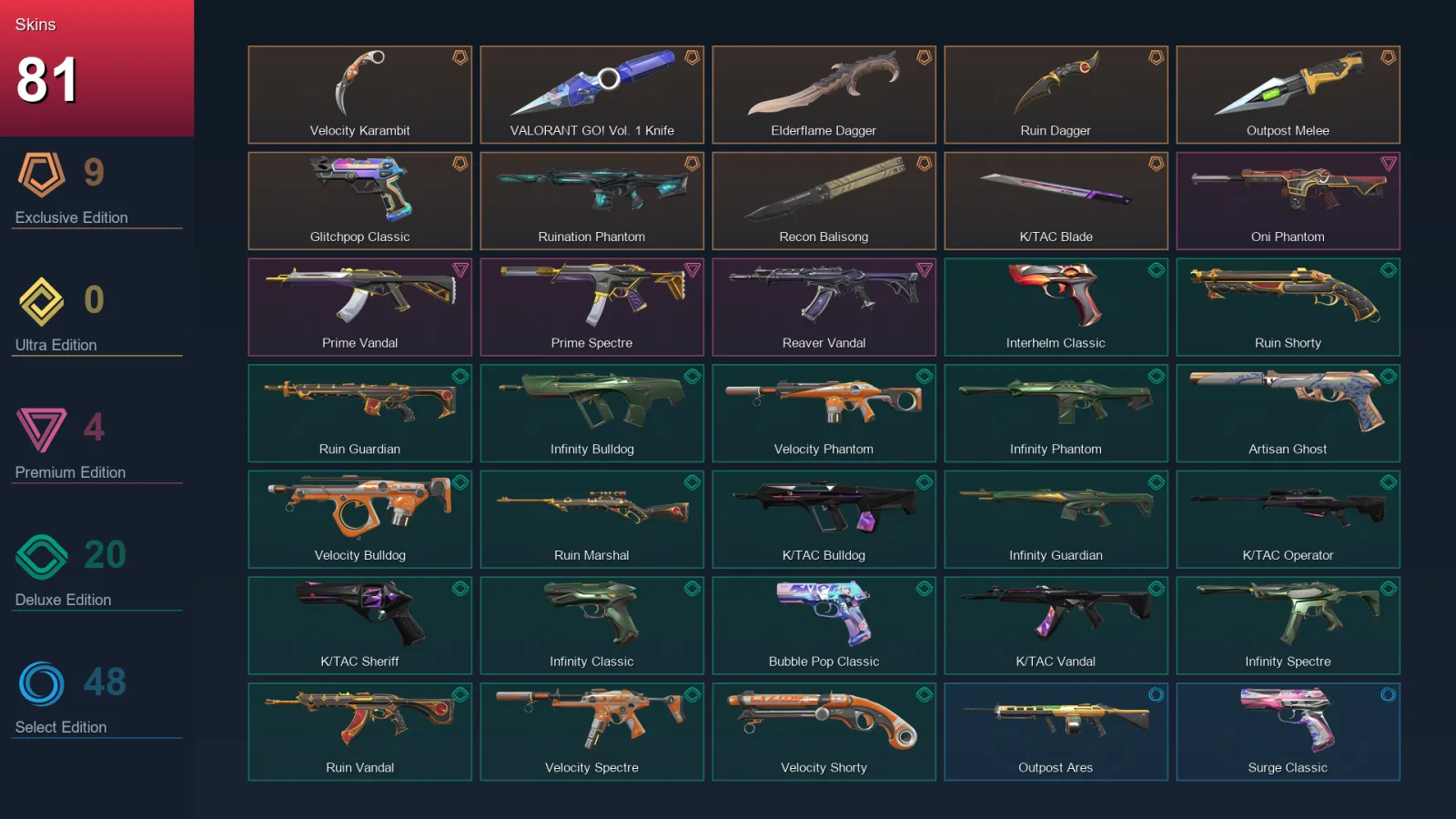 AP | Lv299 | Unranked | 81 Skin | 28 Agent | 125 Buddy