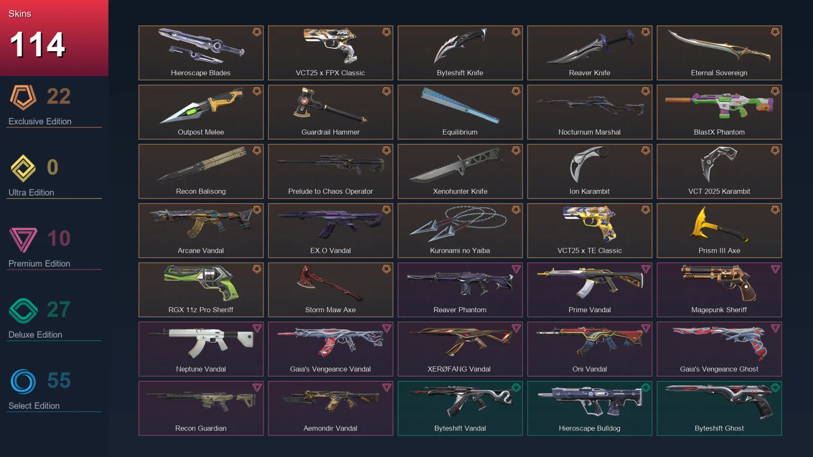 EU | Lv288 | Unranked | 114 Skin | 27 Agent | 155 Buddy