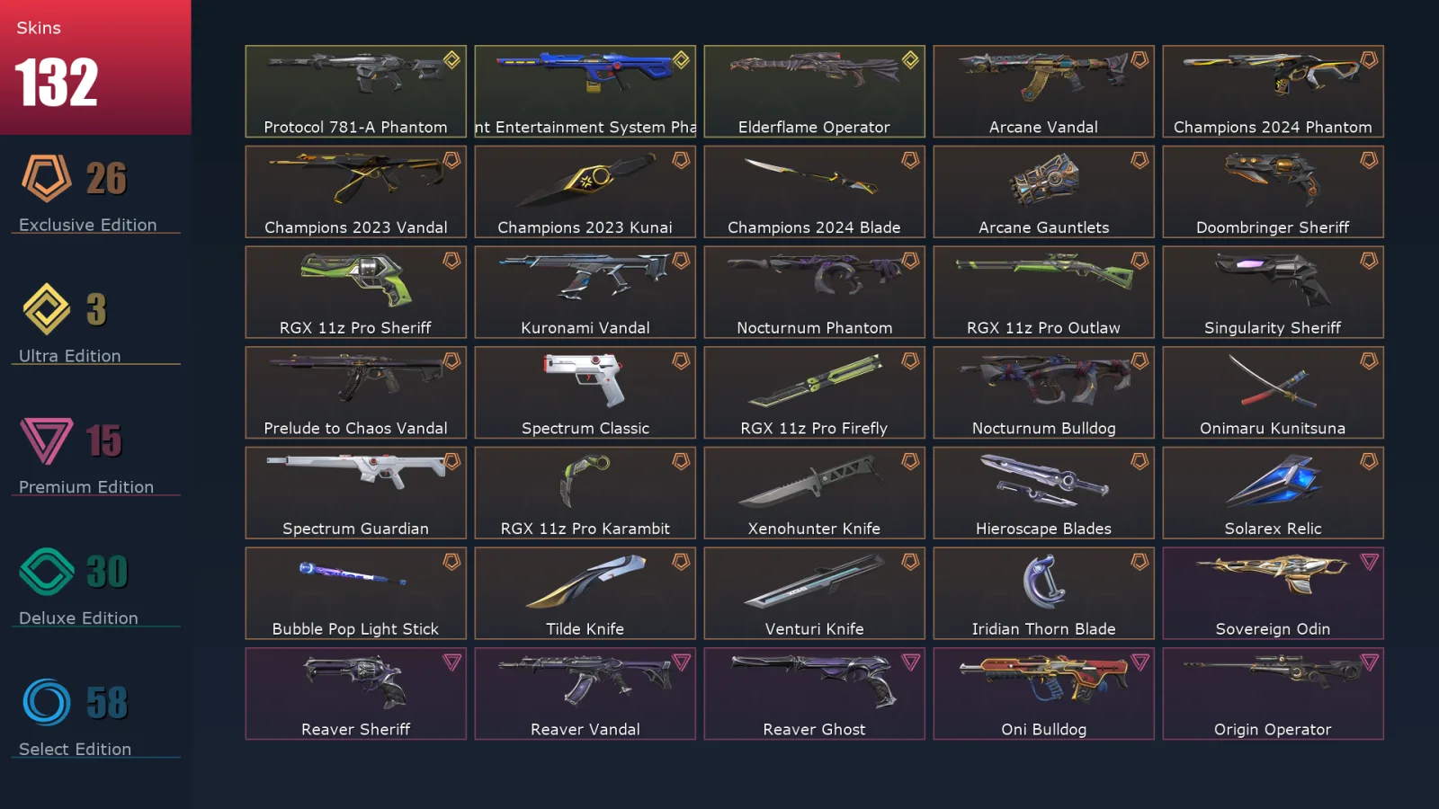 [Valorant] | EU | Level 365 | 29 Agents | 132 Skins