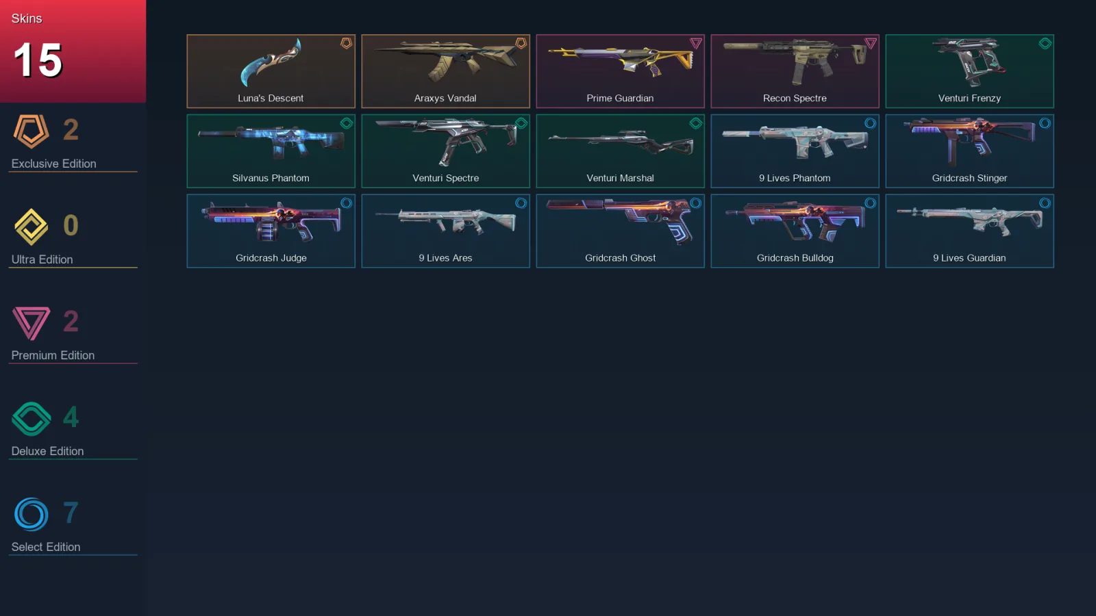 EU | Lv47 | Unranked | 15 Skin | 19 Agent | 26 Buddy