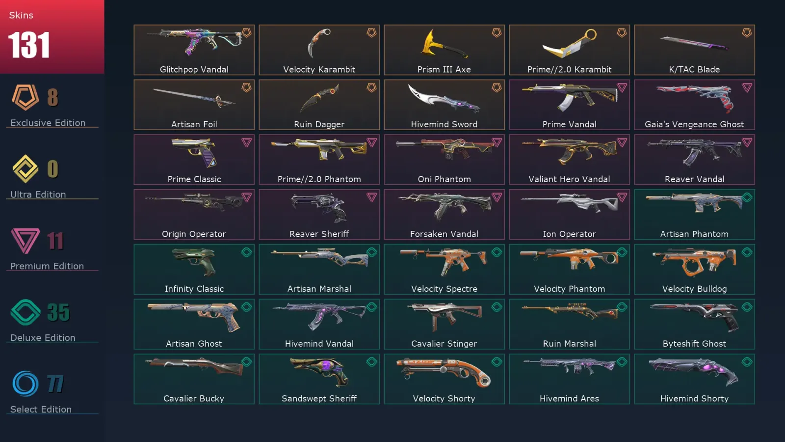 [Valorant] | EU | Level 500 | Diamond 2 | 29 Agents | 131 Skins — Valorant account