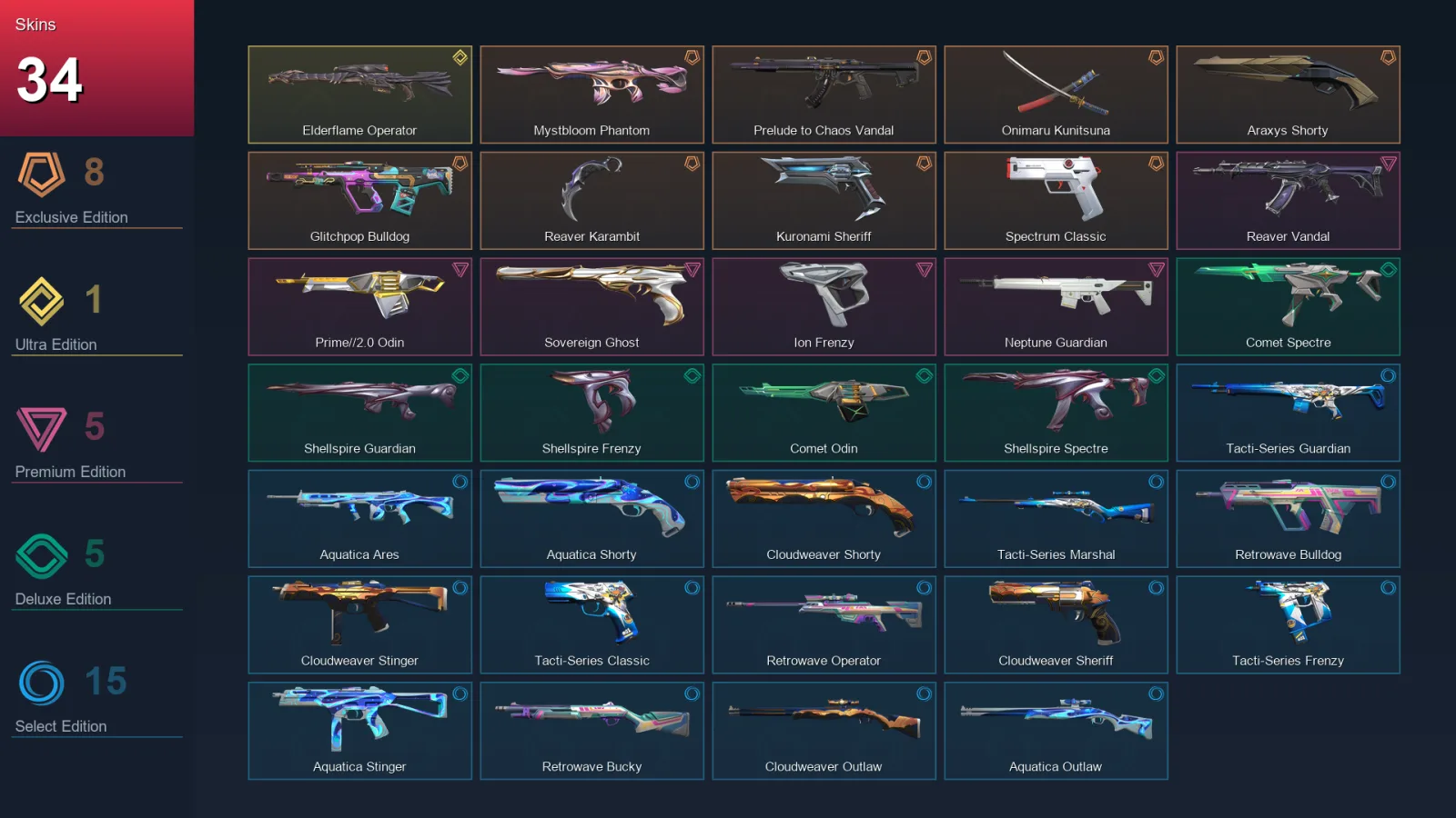 AP | Lv29 | Unranked | 34 Skin | 11 Agent | 17 Buddy — Valorant account