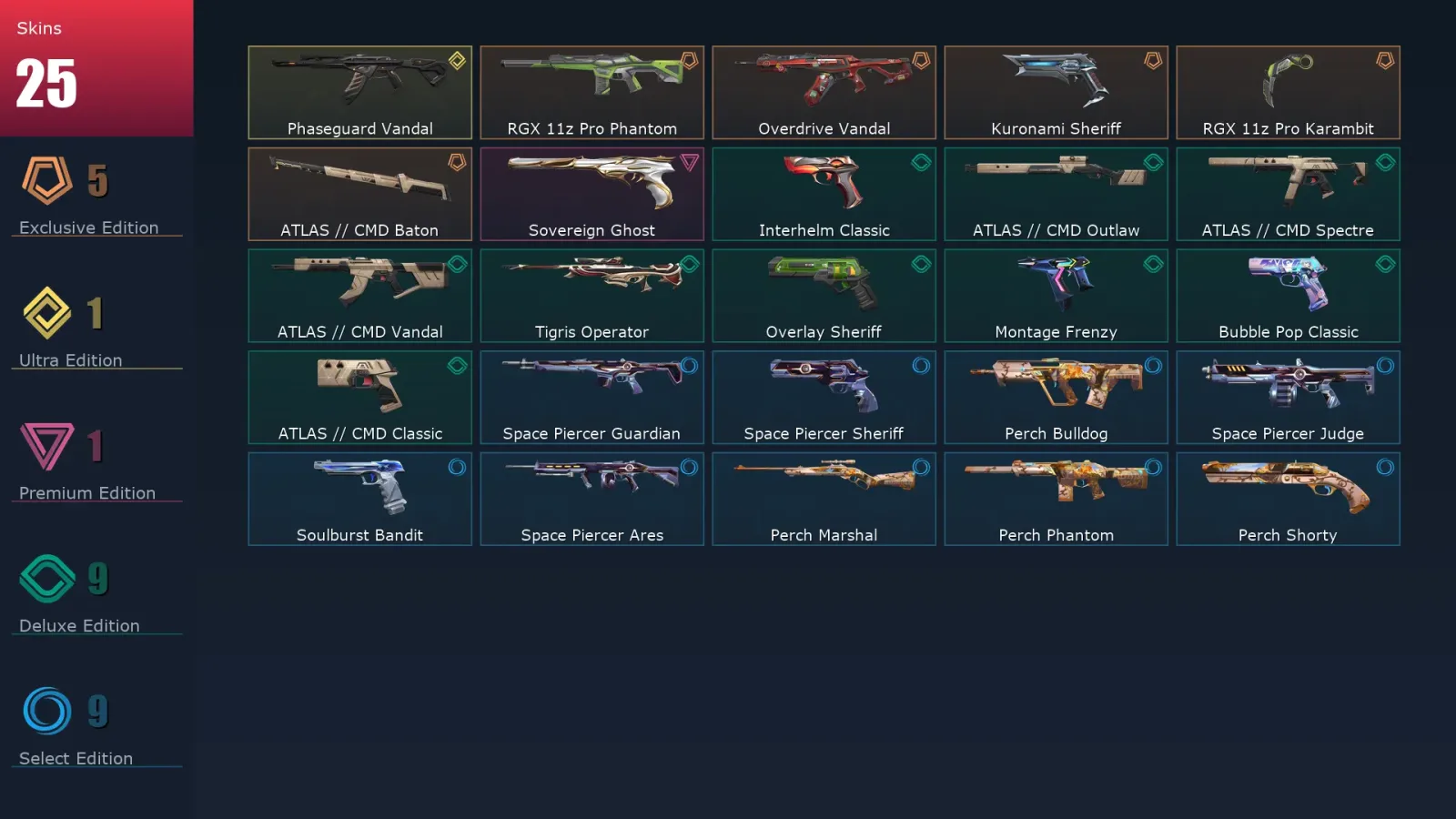 [Valorant] | EU | Level 116 | Diamond 2 | 24 Agents | 25 Skins