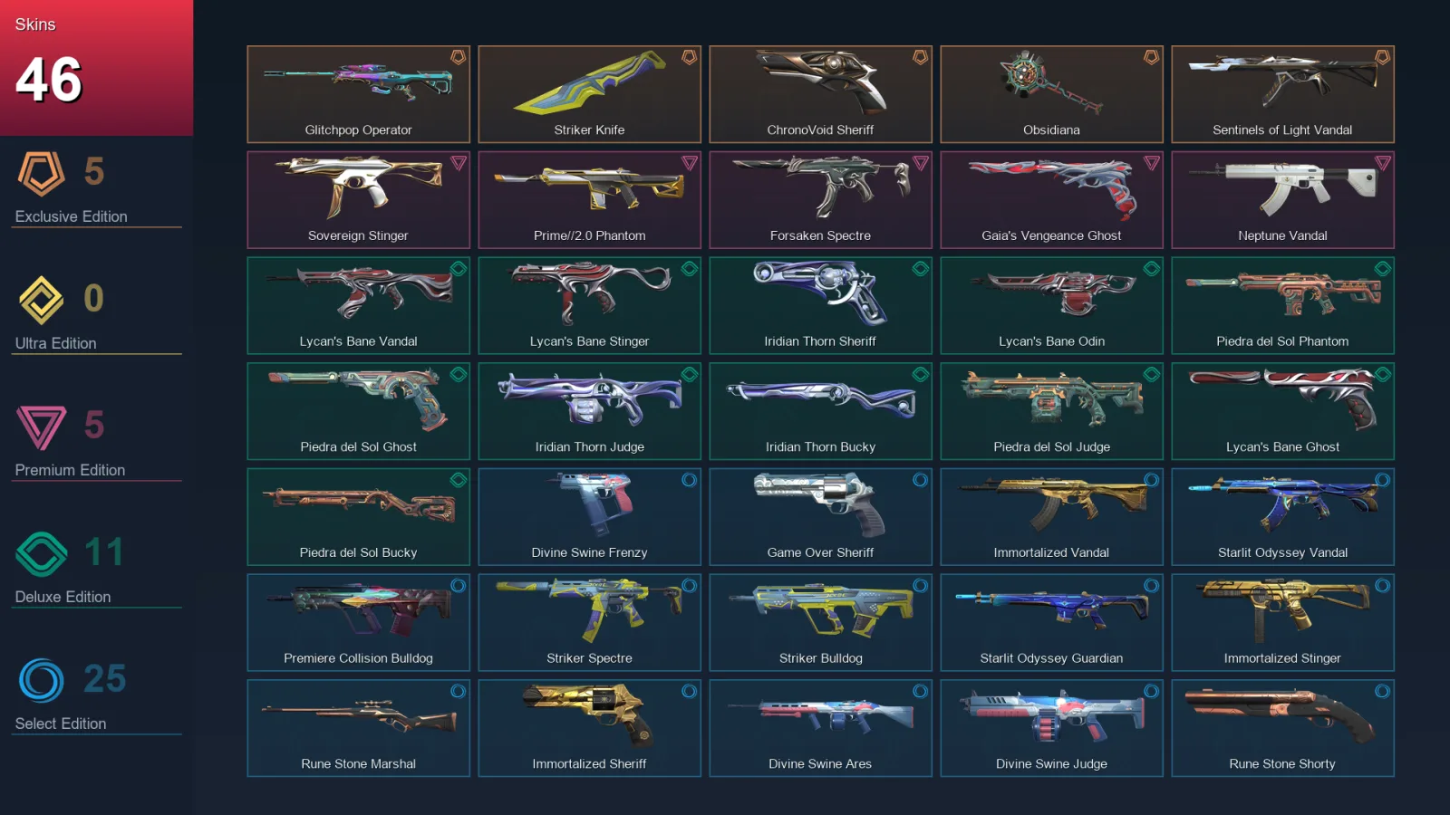 EU | Glitchpop Operator | Striker Knife | ChronoVoid Sheriff | Obsidiana | 46 Skin | 20 Agent | 50 Buddy | Lv84