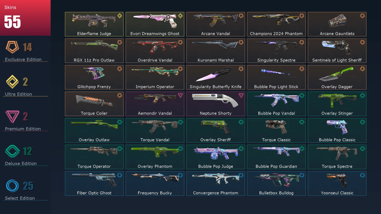 [Valorant] | EU | Level 119 | 22 Agents | 55 Skins