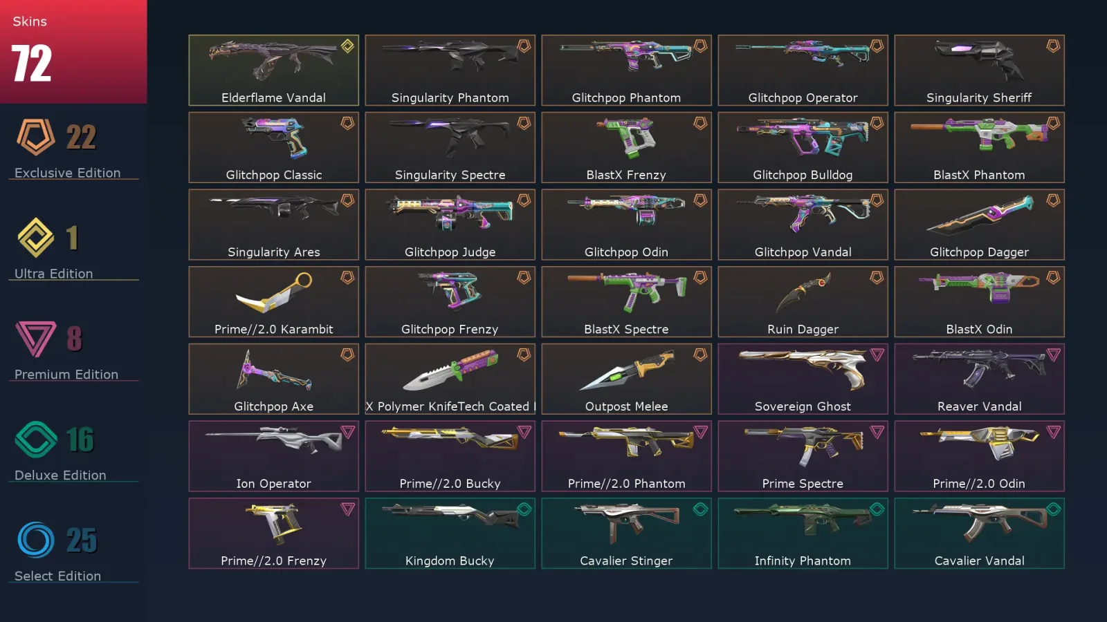 [Valorant] | EU | Level 48 | 16 Agents | 72 Skins — Valorant account