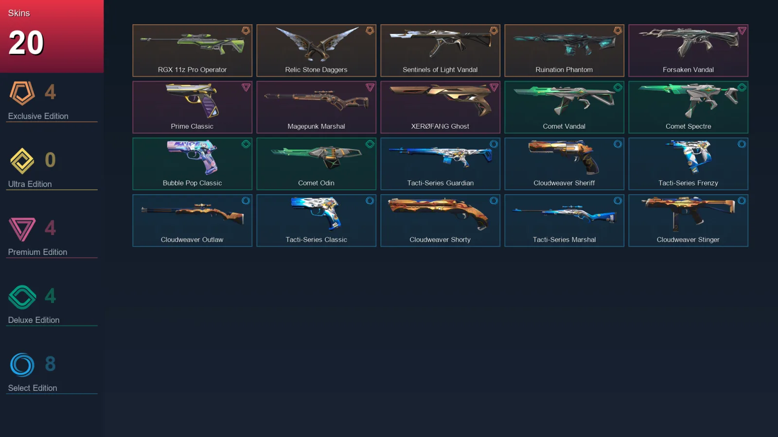 EU | Lv109 | Unranked | 20 Skin | 28 Agent | 53 Buddy