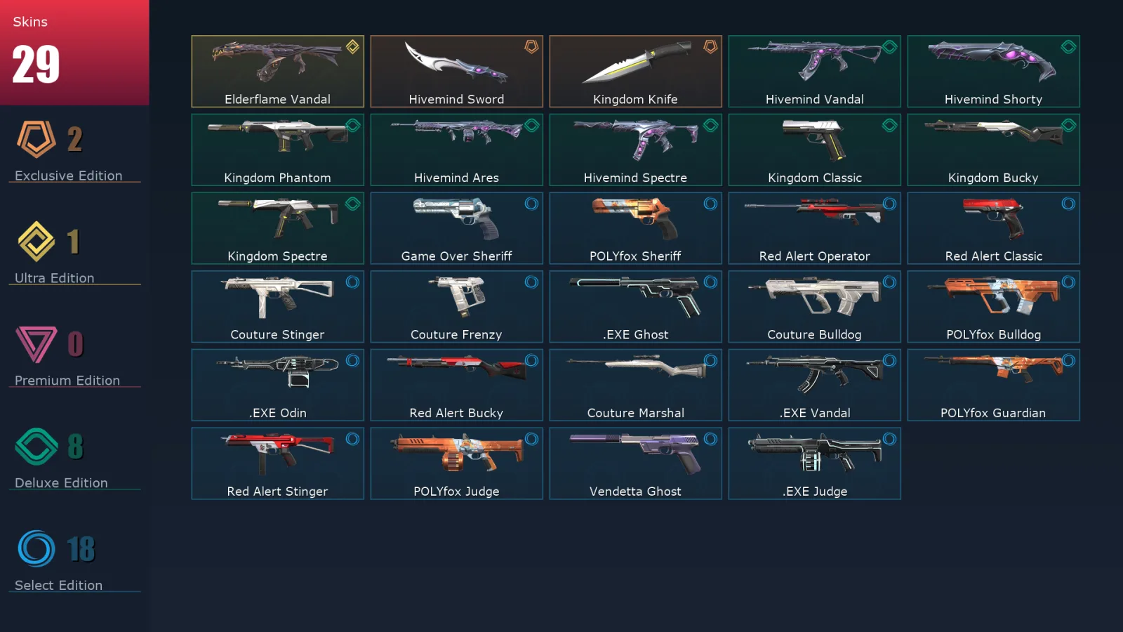[Valorant] | EU | Level 37 | 12 Agents | 29 Skins