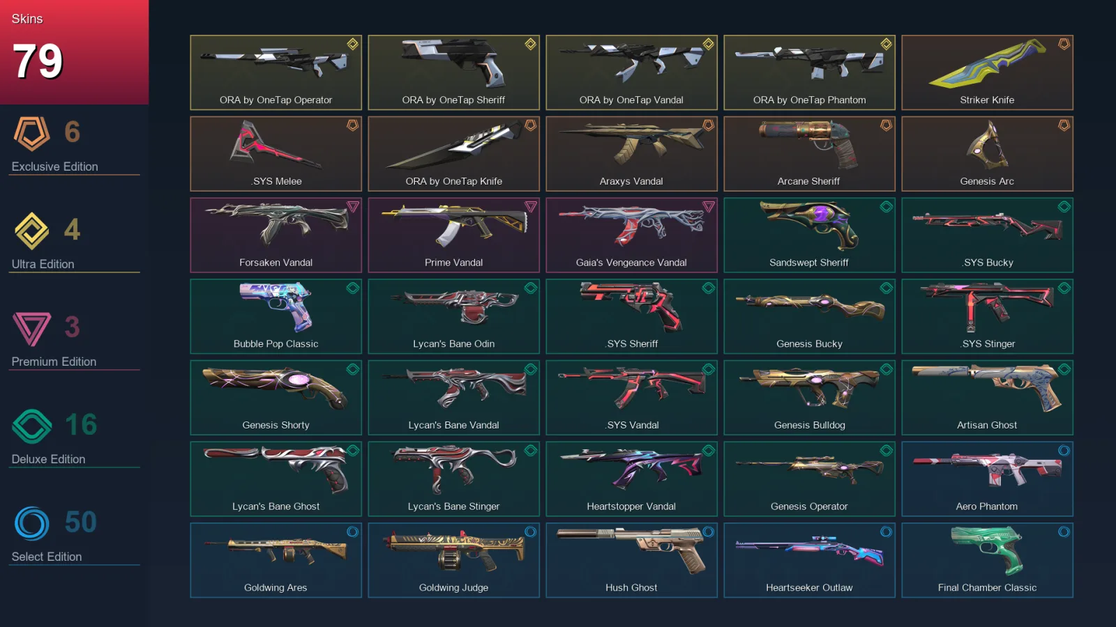AP | Lv325 | Unranked | 79 Skin | 28 Agent | 132 Buddy