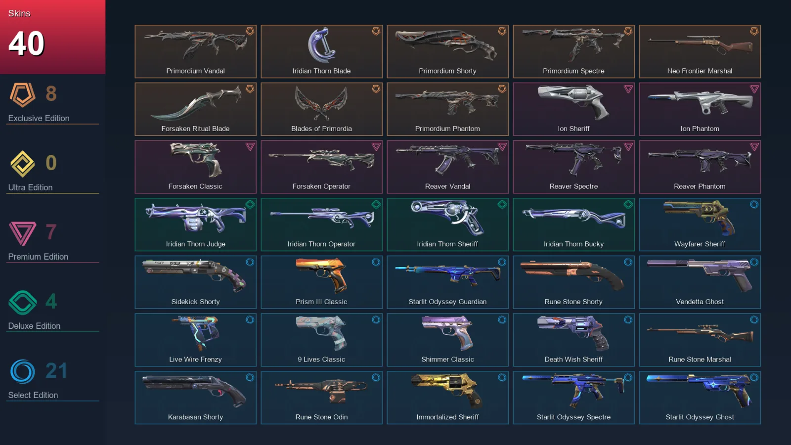 EU | Lv225 | Unranked | 40 Skin | 28 Agent | 98 Buddy