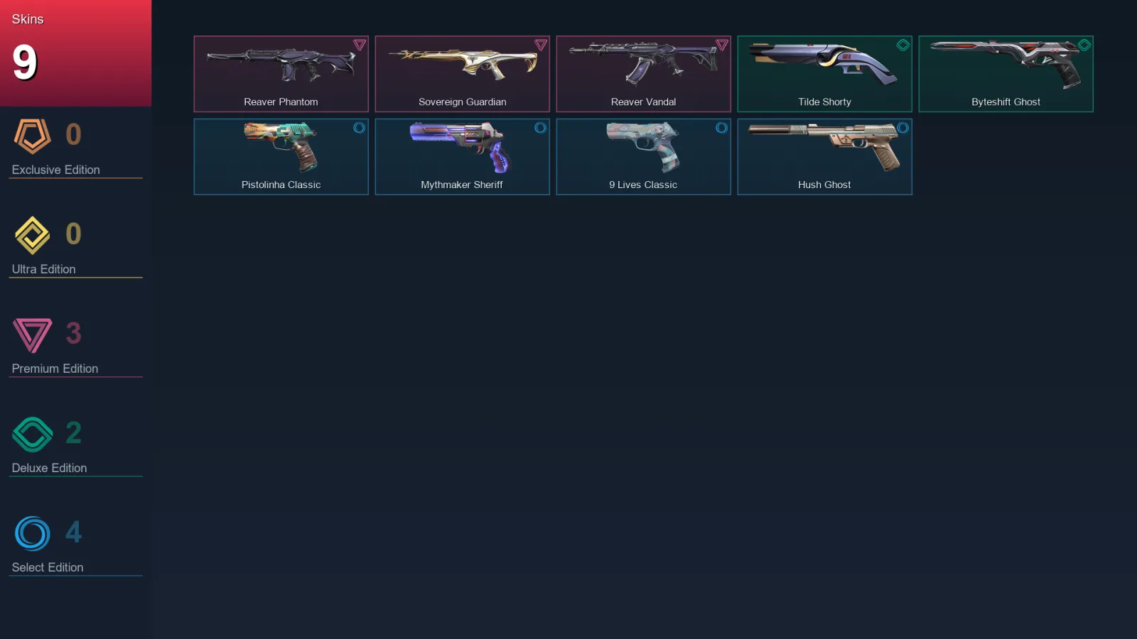 EU | Lv133 | Unranked | 9 Skin | 27 Agent | 55 Buddy &mdash; Valorant account with Classic skin