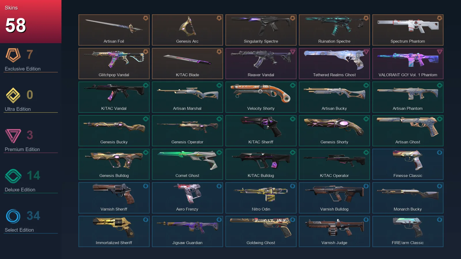 NA | Lv266 | Unranked | 58 Skin | 22 Agent | 87 Buddy