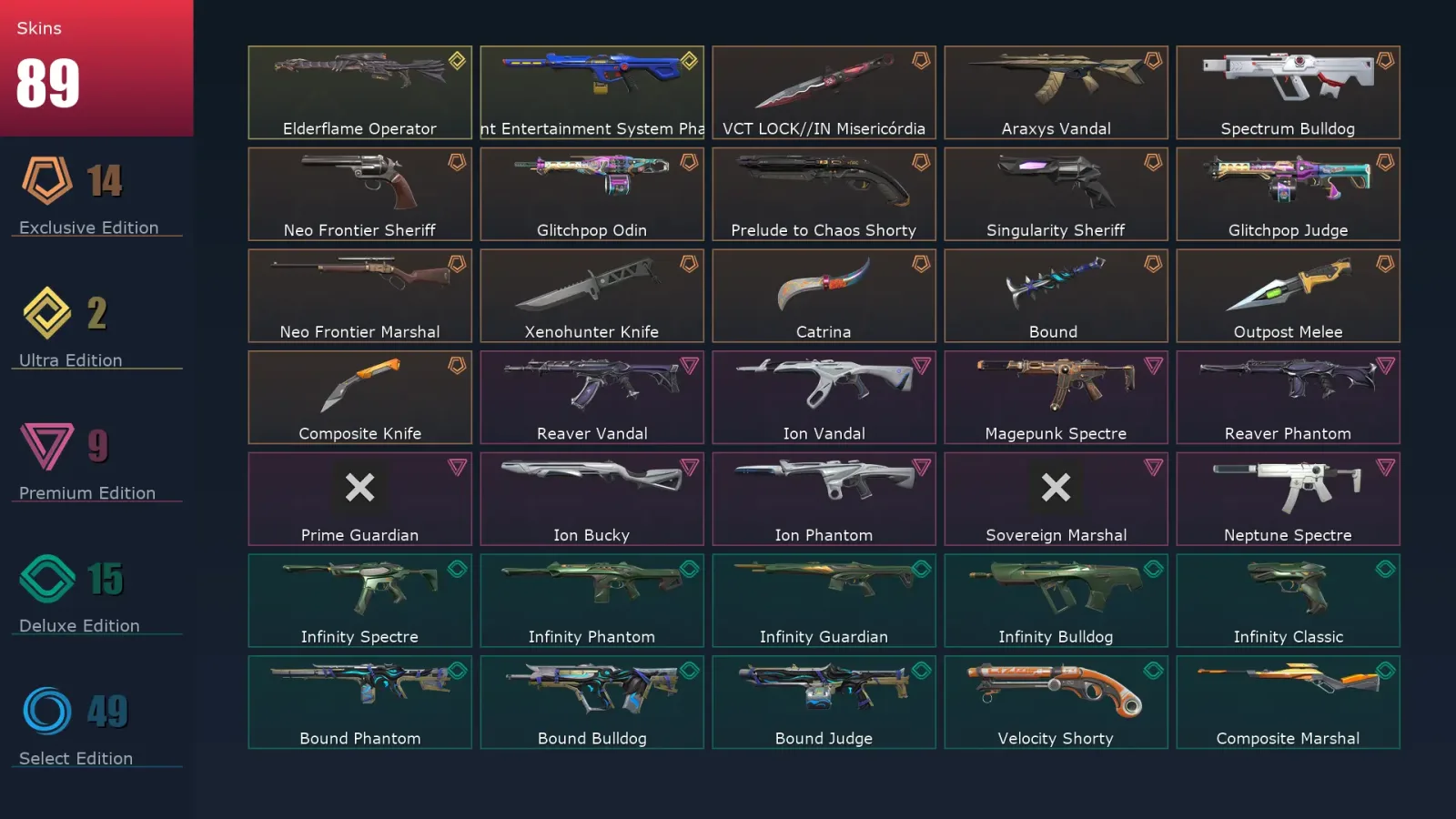 [Valorant] | EU | Level 344 | Bronze 3 | 27 Agents | 89 Skins