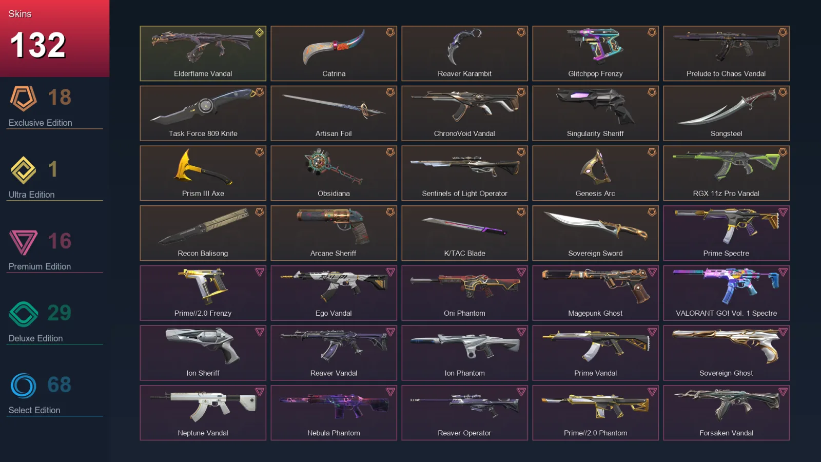 AP | Lv268 | Unranked | 132 Skin | 27 Agent | 151 Buddy