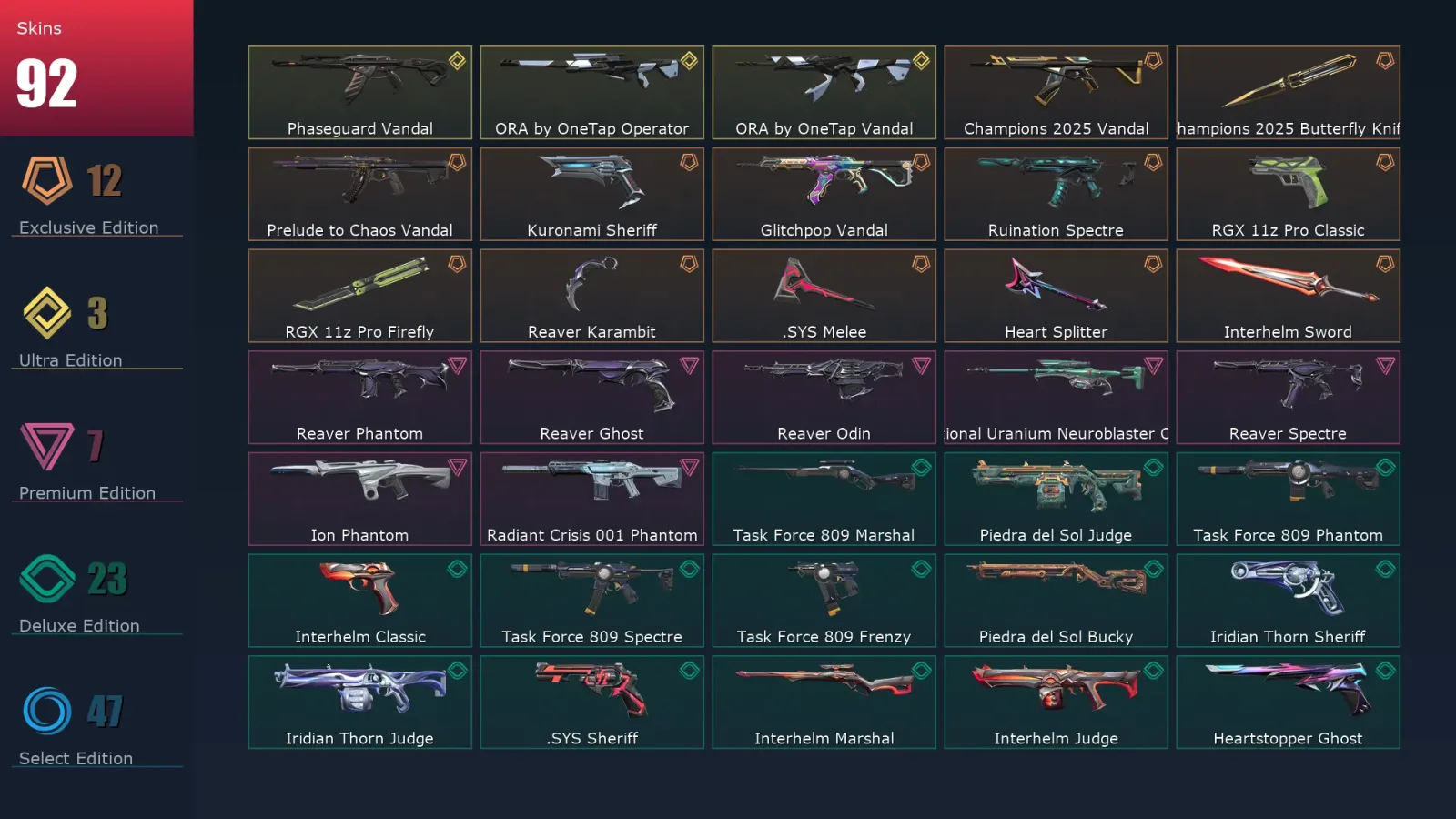 [Valorant] | EU | Level 202 | Platinum 1 | 29 Agents | 92 Skins — Valorant account