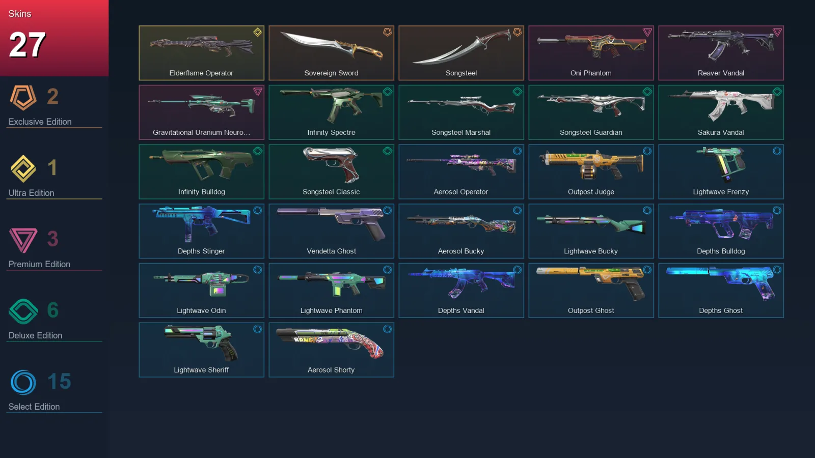 EU | Lv48 | Unranked | 27 Skin | 18 Agent | 30 Buddy — Outpost Judge