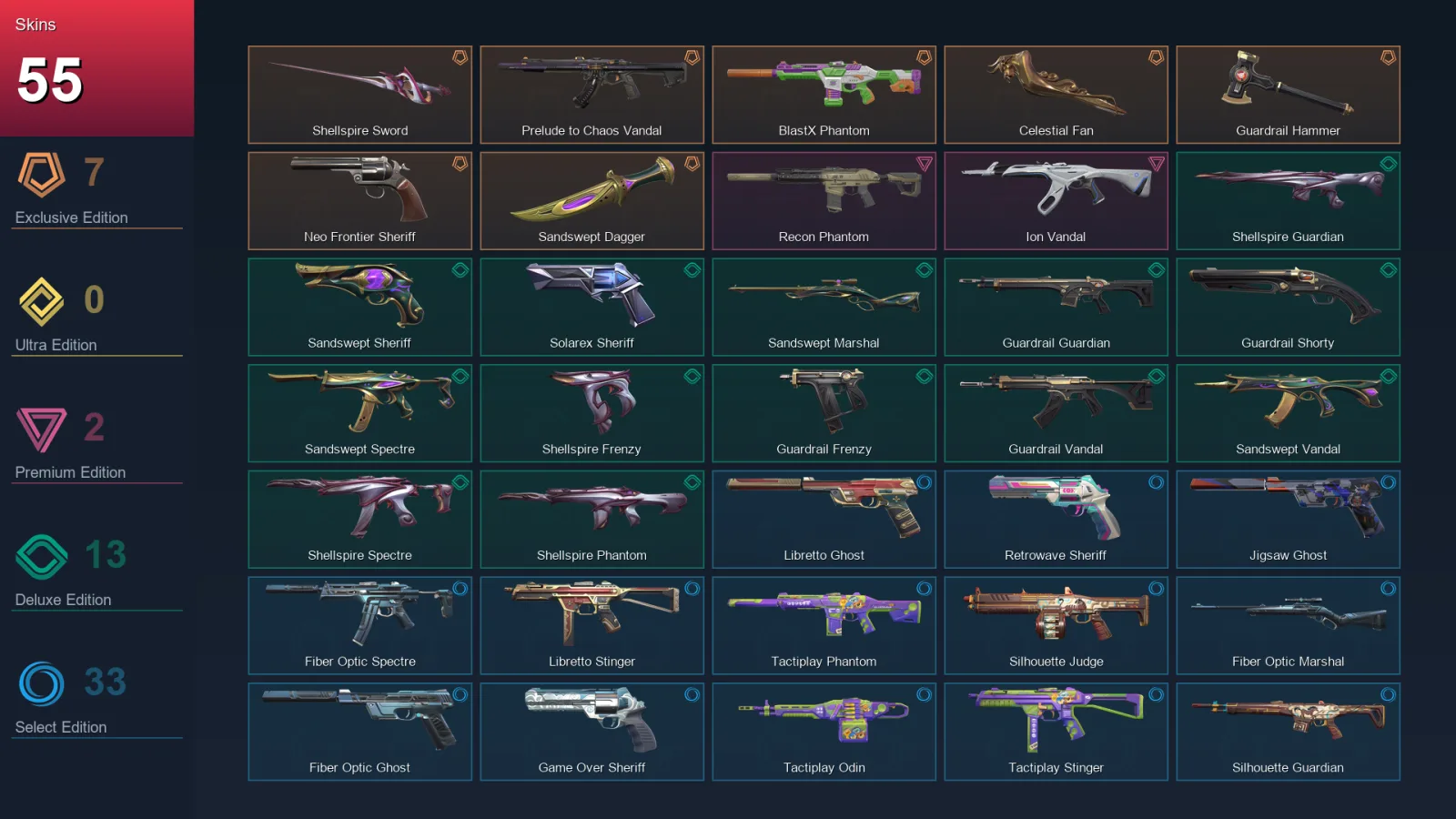 AP | Lv228 | Unranked | 55 Skin | 27 Agent | 110 Buddy — Valorant account
