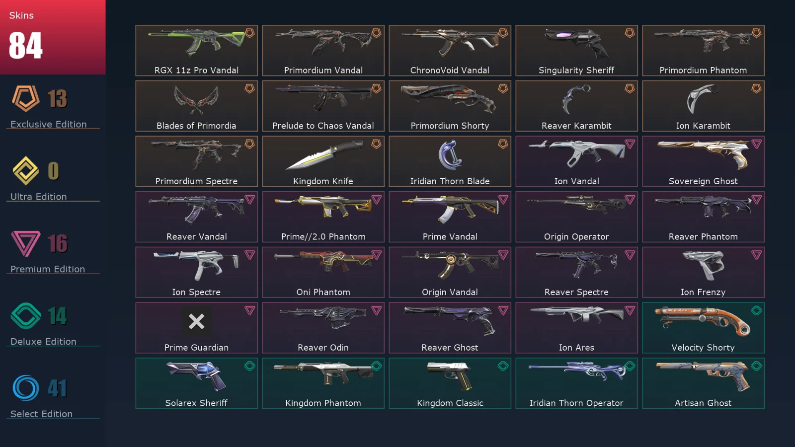 [Valorant] | EU | Level 430 | 29 Agents | 84 Skins
