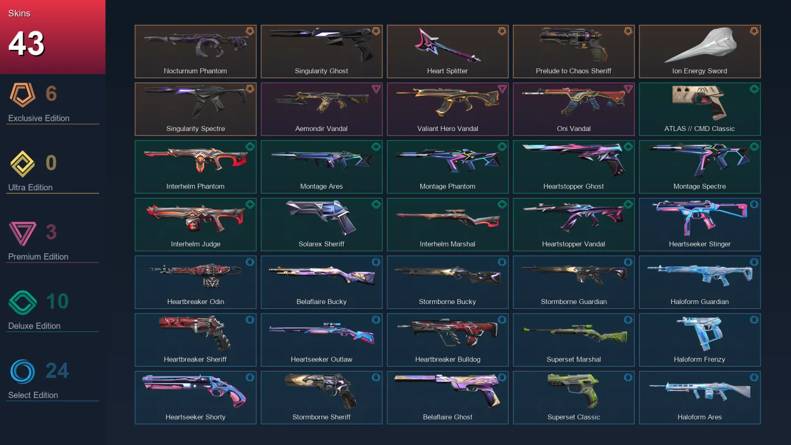 EU | Lv83 | Unranked | 43 Skin | 29 Agent | 52 Buddy