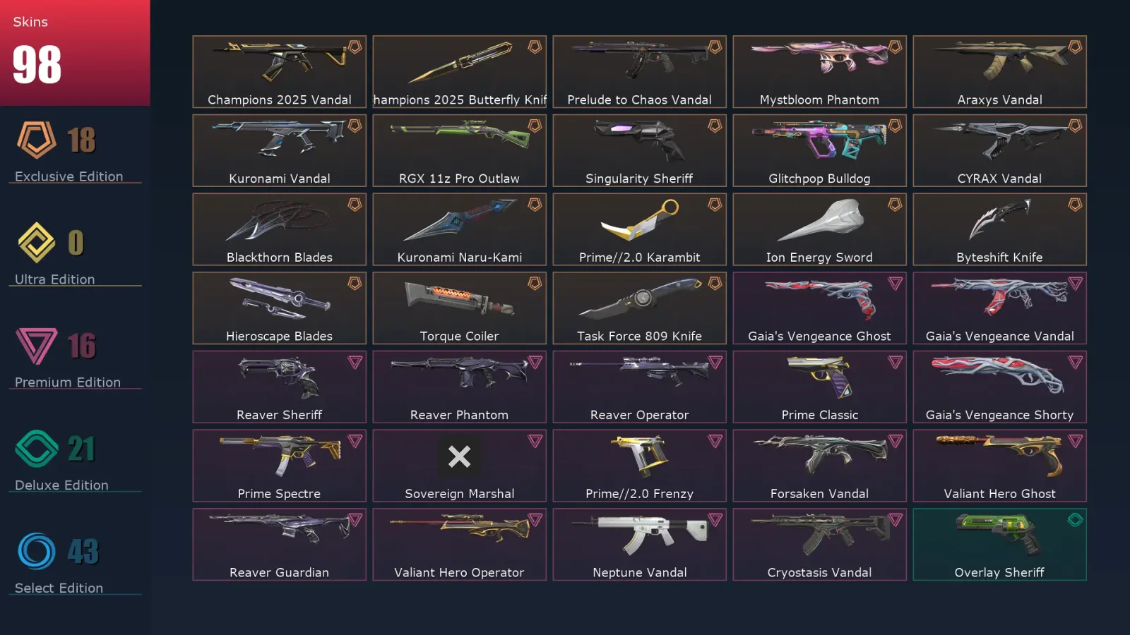 [Valorant] | EU | Level 383 | 29 Agents | 98 Skins