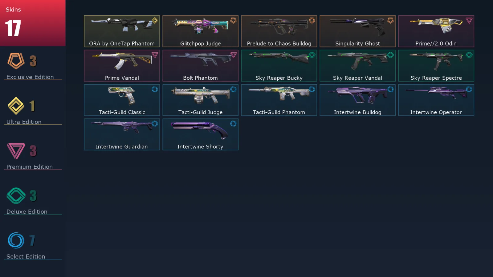 [Valorant] | EU | Level 23 | Platinum 2 | 8 Agents | 18 Skins