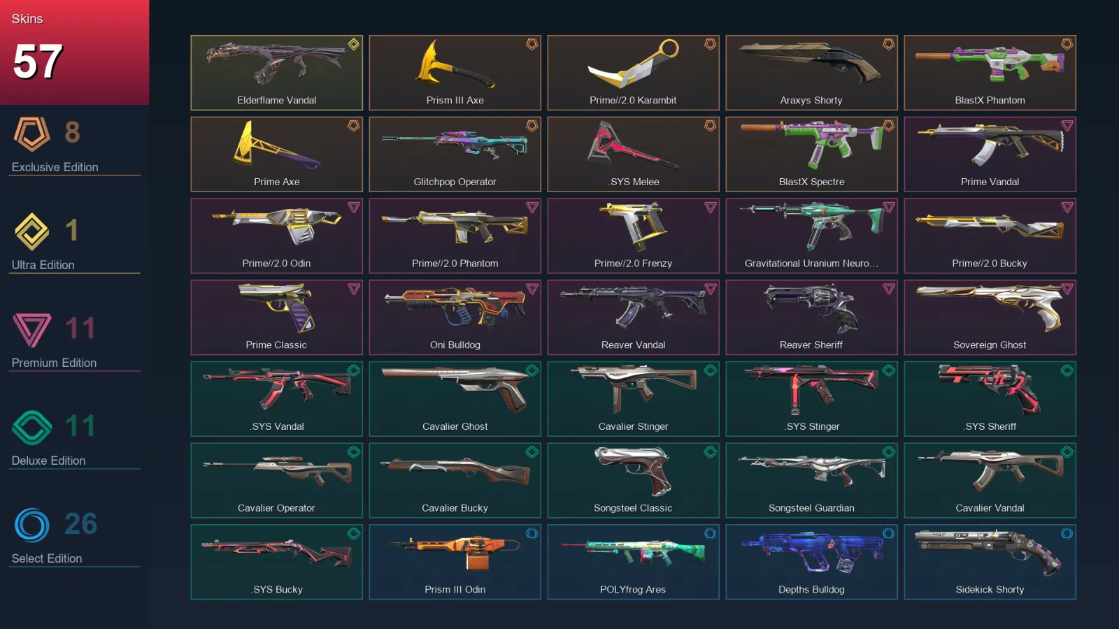 NA | Lv110 | Unranked | 57 Skin | 26 Agent | 67 Buddy