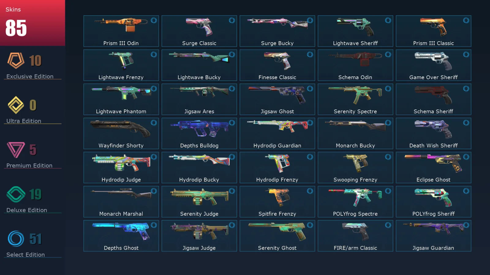 [Valorant] | EU | Level 202 | 26 Agents | 85 Skins