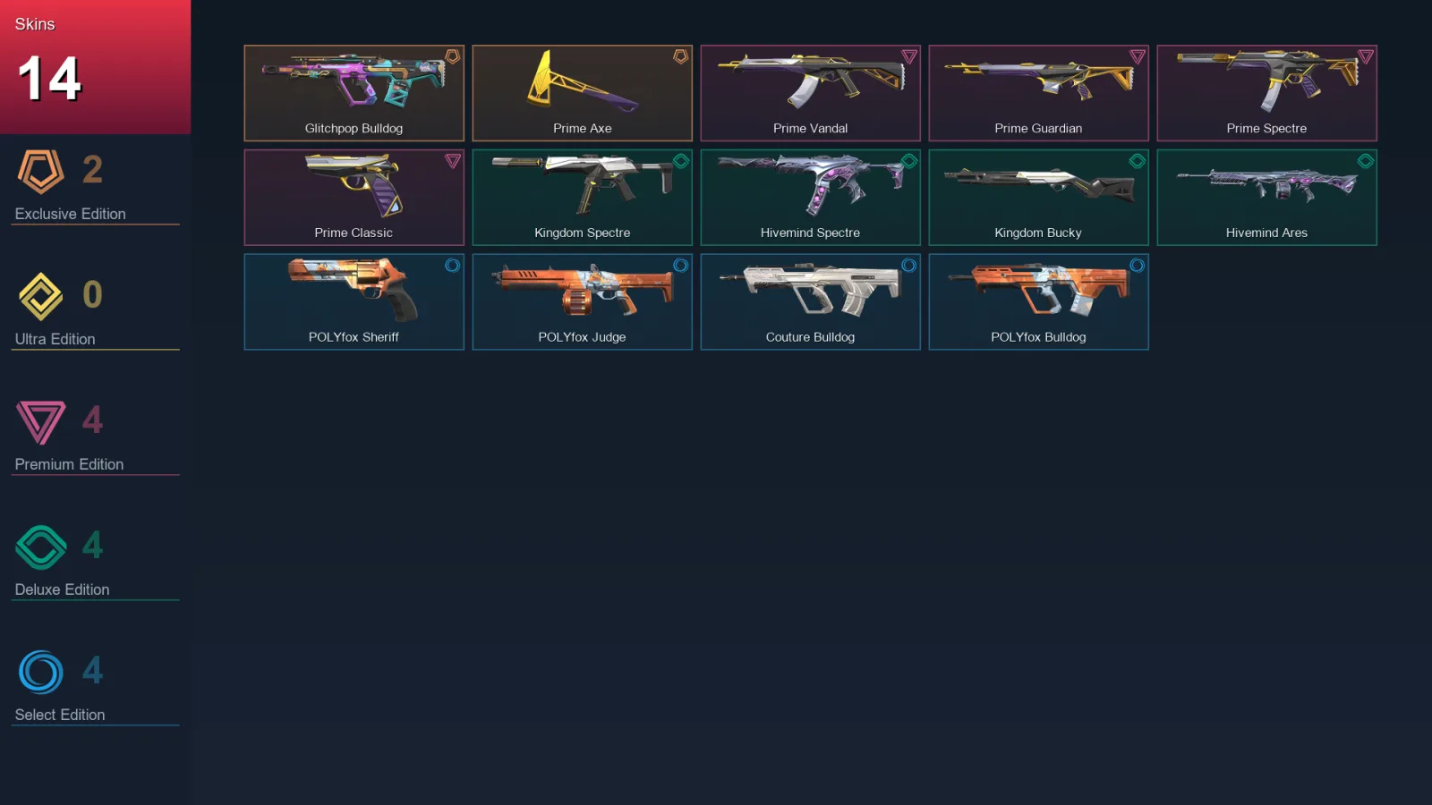 NA | Lv1 | Unranked | 14 Skin | 7 Agent | 11 Buddy