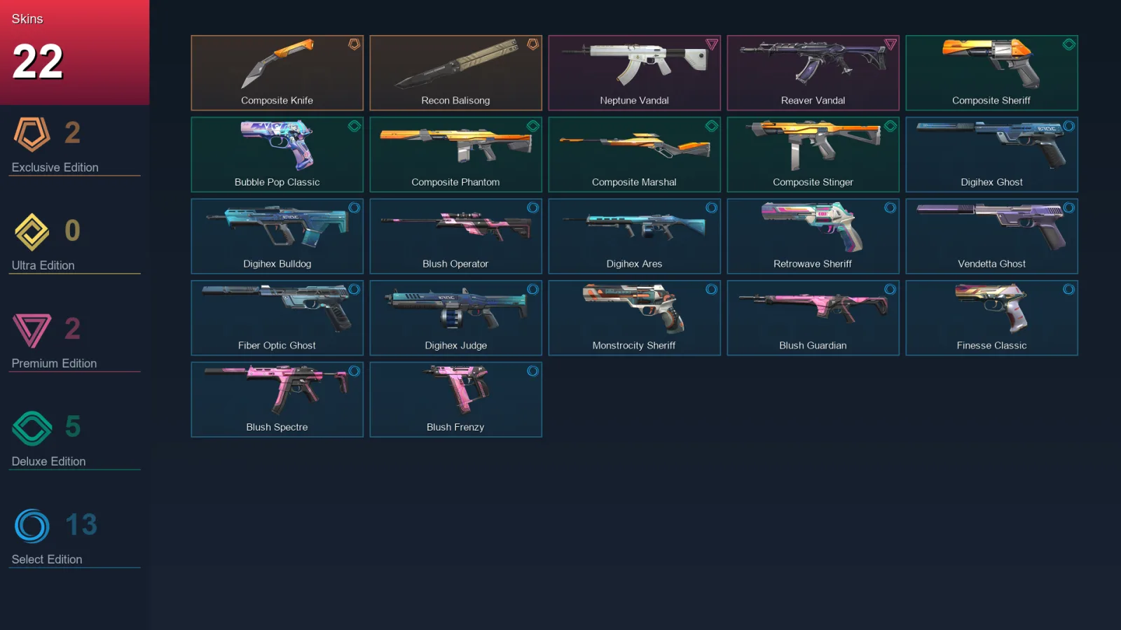 EU | Lv135 | Unranked | 22 Skin | 29 Agent | 60 Buddy
