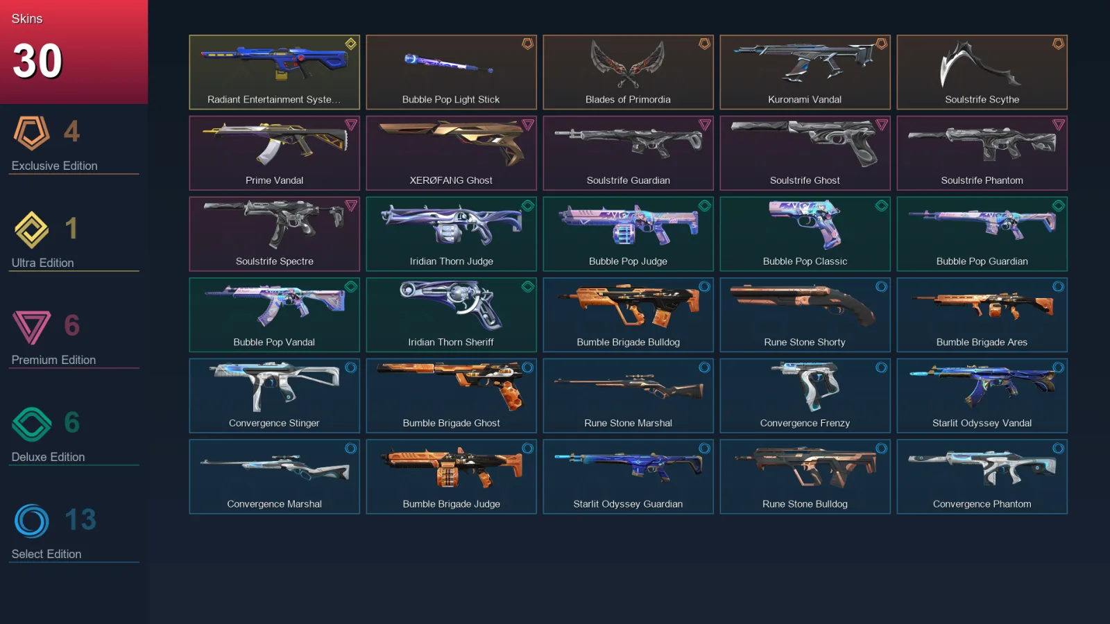 NA | Lv43 | Unranked | 30 Skin | 14 Agent | 27 Buddy