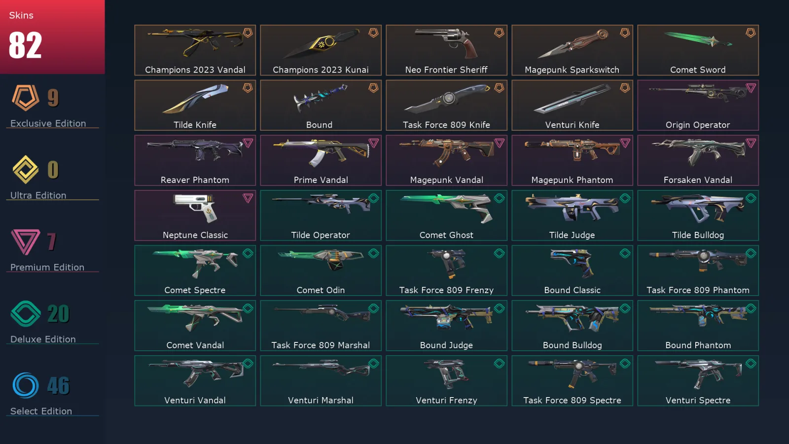 [Valorant] | EU | Level 242 | 27 Agents | 82 Skins
