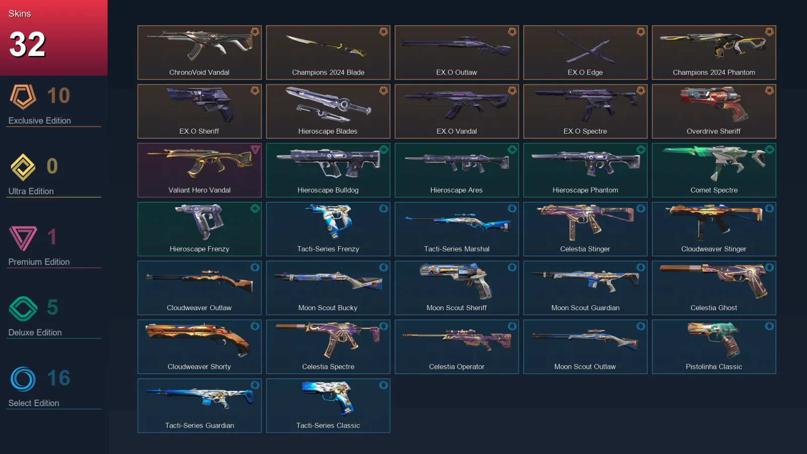 EU | Lv96 | Unranked | 32 Skin | 24 Agent | 48 Buddy &mdash; Valorant account with Breach