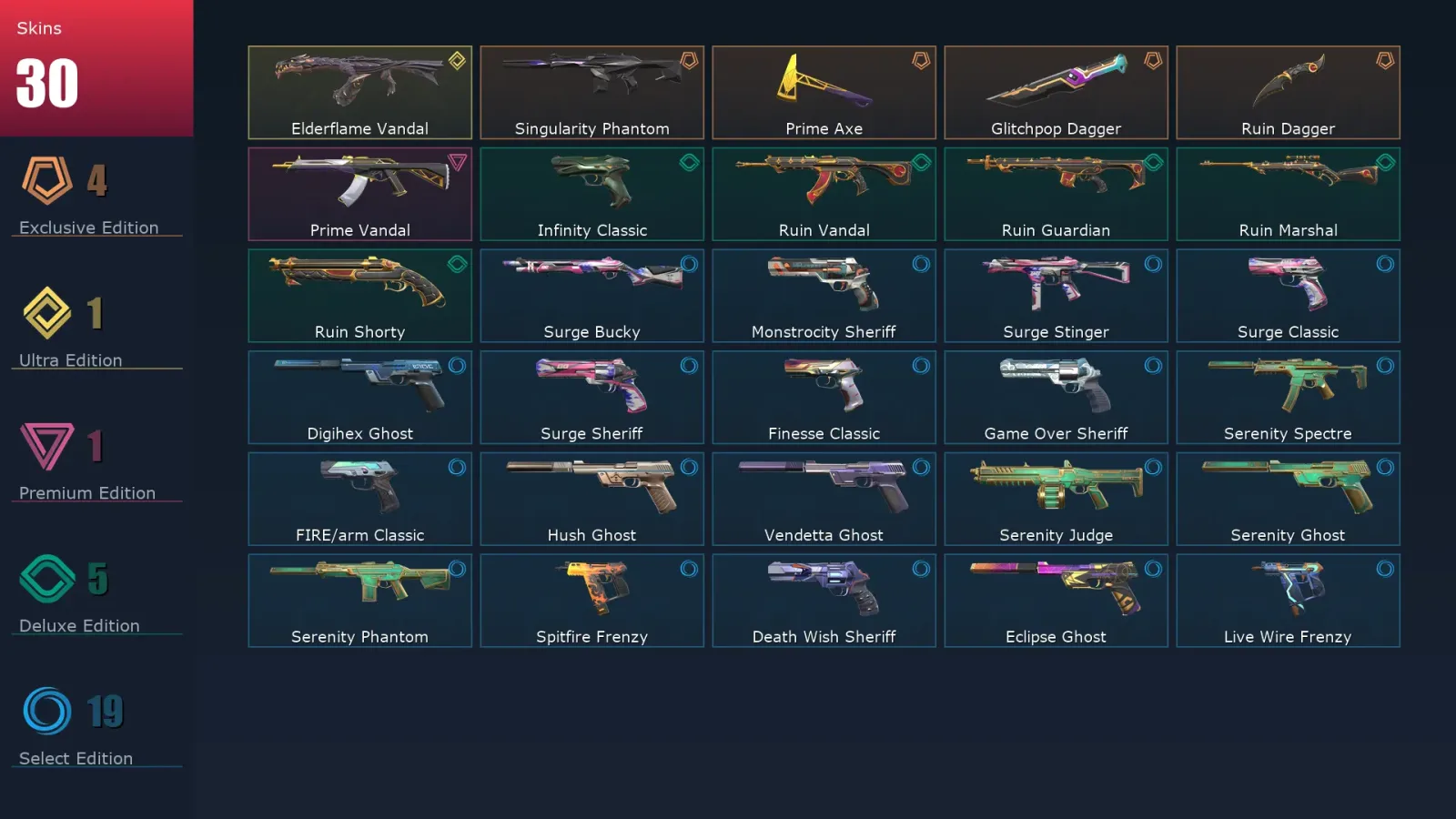[Valorant] | EU | Level 199 | 22 Agents | 30 Skins — Valorant account