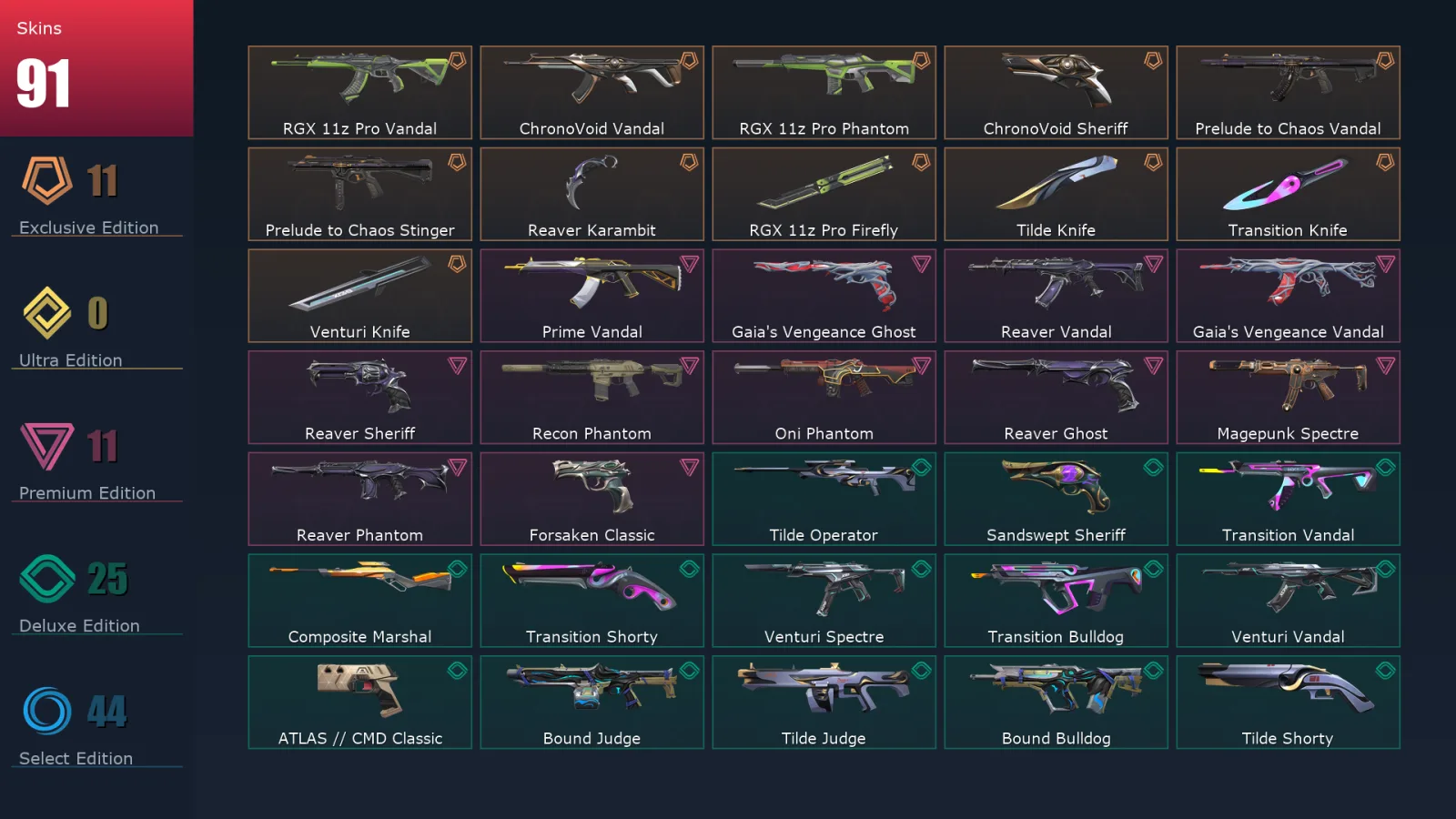 [Valorant] | EU | Level 284 | 28 Agents | 91 Skins