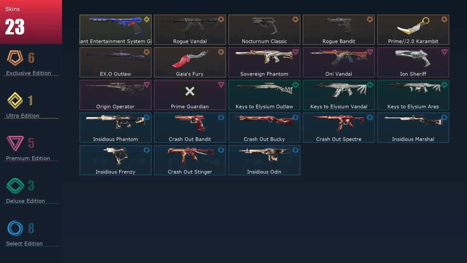 [Valorant] | EU | Level 33 | Ascendant 1 | 11 Agents | 23 Skins