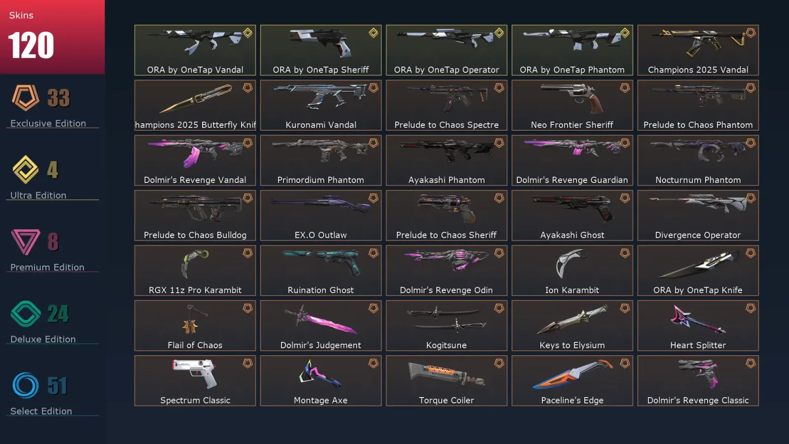 [Valorant] | EU | Level 97 | 29 Agents | 120 Skins